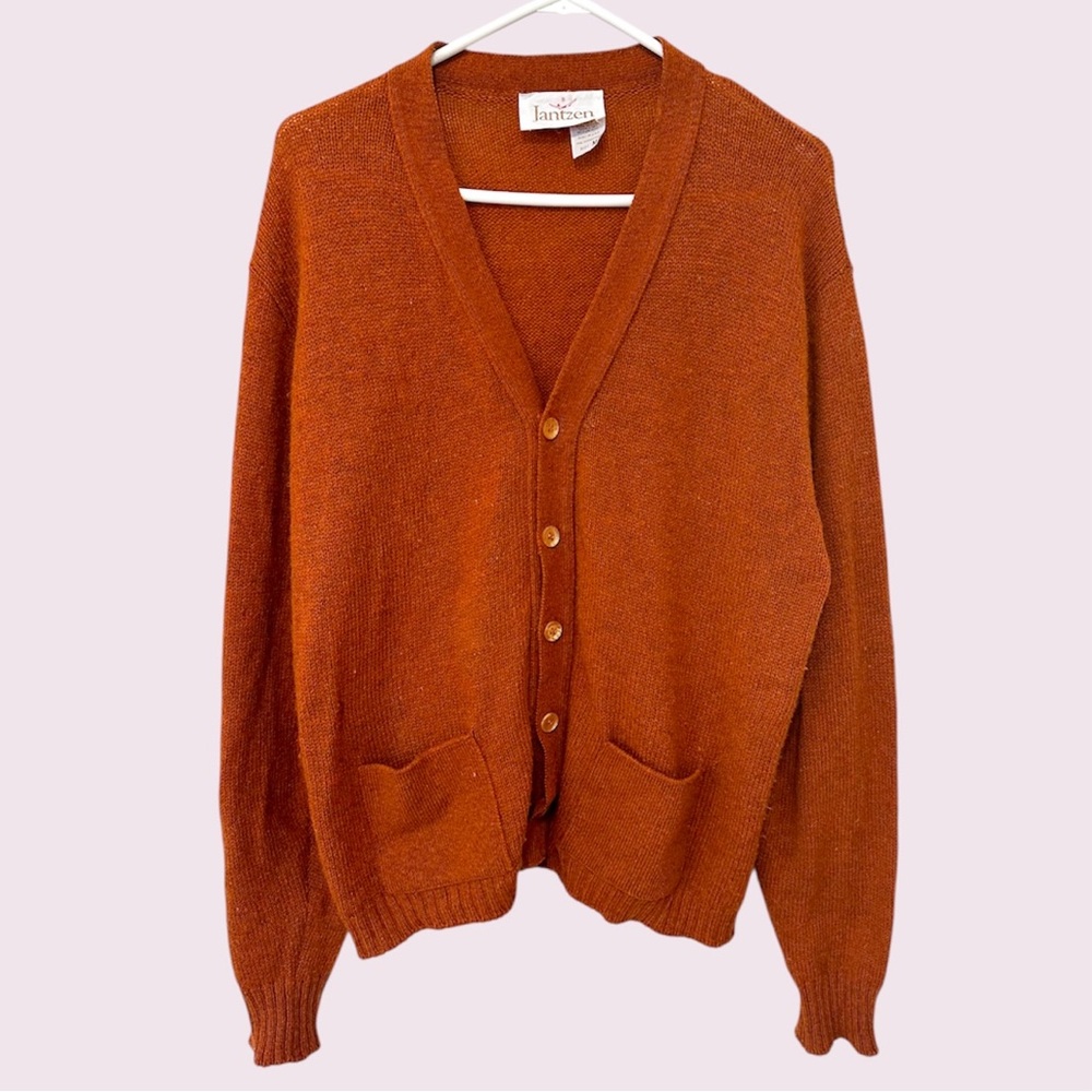 Jantzen Burnt Orange V-Neck Button Front Cardigan